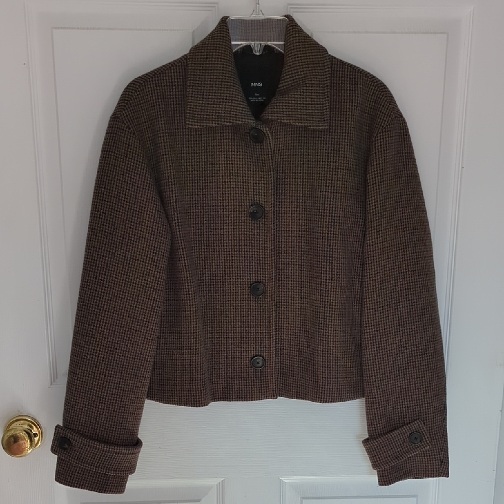 Mango Micro Houndstooth Wool Jacket - image 1